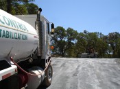 Another view of the road during polymer application